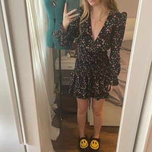 Pretty ruched long sleeve mini dress